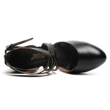 Women's Cross Strap Character Shoes Non-Slip Salsa Latin Ballroom Dance Pumps Black Wedding Heels (9 / Black)