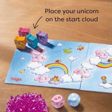 HABA Unicorn Glitterluck Cloud Crystals Board Game for Kids
