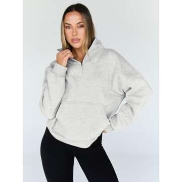 Trendy Queen Sweatshirts Quarter Half Zip Pullover Oversized Hoodies Sweaters Comfy Fall Outfits 202...