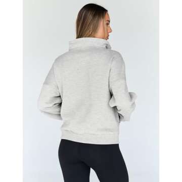 Trendy Queen Sweatshirts Quarter Half Zip Pullover Oversized Hoodies Sweaters Comfy Fall Outfits 2025 Y2K Winter Clothes Grey M