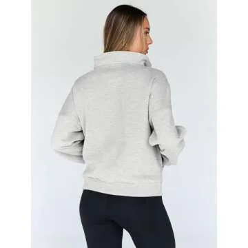 Trendy Queen Sweatshirts Quarter Half Zip Pullover Oversized Hoodies Sweaters Comfy Fall Outfits 2025 Y2K Winter Clothes Grey M