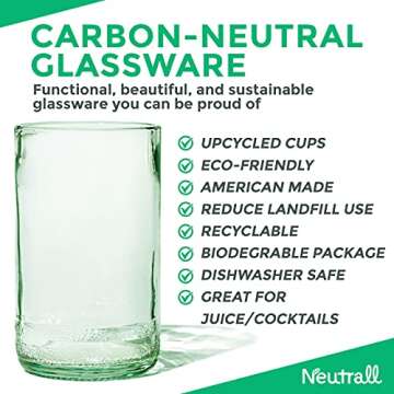 Eco-Friendly 8oz Upcycled Drinking Glasses - Set of 6