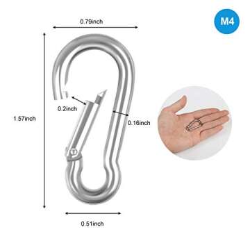 10 PCS Stainless Steel Carabiner Clip Spring-Snap Hook - Lotsun M4 1.57 Inch Heavy Duty Carabiner Cl...