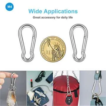 Durable Stainless Steel Carabiner Clips - 10 Pack Lotsun