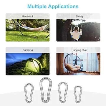Durable Stainless Steel Carabiner Clips - 10 Pack Lotsun