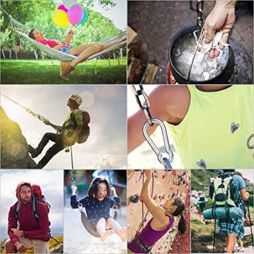 Durable Stainless Steel Carabiner Clips - 10 Pack Lotsun