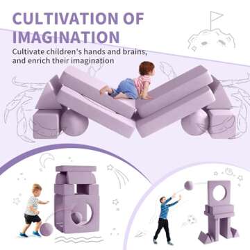 Kids Couch, 12PCS Fold Out Toddler Couch with 2 Balls and Tunnel, Modular Kids Couch for Playroom, Kids Play Couch for Kickball Game, Pitching Game, 30+ Creative Gameplay Couch for Kids (Blueberry)