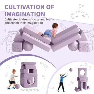 Kids Couch, 12PCS Fold Out Toddler Couch with 2 Balls and Tunnel, Modular Kids Couch for Playroom, Kids Play Couch for Kickball Game, Pitching Game, 30+ Creative Gameplay Couch for Kids (Blueberry)