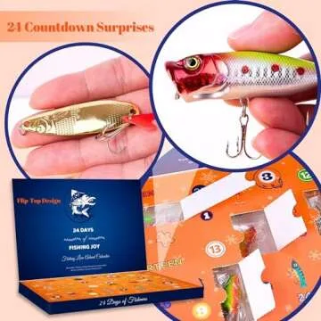 Advent Calendar Fishing Christmas Countdown - 24 Days Fishing Lures Set for Fisher Adult Men Teen Bo...