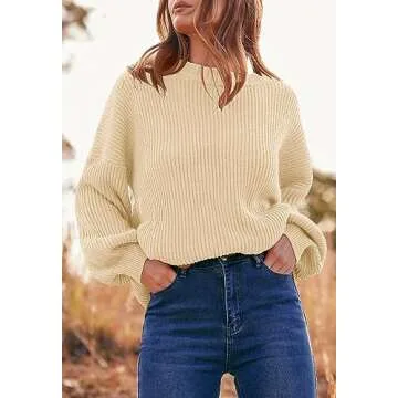 PRETTYGARDEN Women's Fashion Sweater Long Sleeve Casual Ribbed Knit Winter Pullover Chunky Fall Sweaters for Women 2023 (Beige,X-Large)
