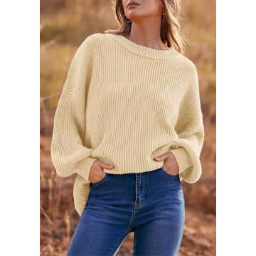 PRETTYGARDEN Women's Fashion Sweater Long Sleeve Casual Ribbed Knit Winter Pullover Chunky Fall Sweaters for Women 2023 (Beige,X-Large)