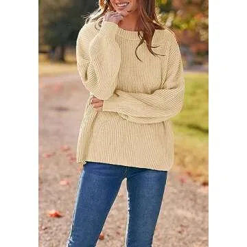 PRETTYGARDEN Women's Fashion Sweater Long Sleeve Casual Ribbed Knit Winter Pullover Chunky Fall Sweaters for Women 2023 (Beige,X-Large)