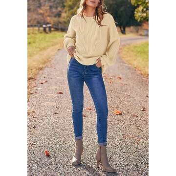 PRETTYGARDEN Women's Fashion Sweater Long Sleeve Casual Ribbed Knit Winter Pullover Chunky Fall Sweaters for Women 2023 (Beige,X-Large)