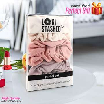 LokiStashed 3-PACK Suede Hair Tie Scrunchies for VSCO Girls & Women, THE ORIGINAL HIDDEN POCKET SCRU...