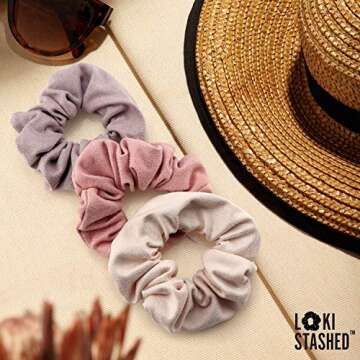 LokiStashed 3-PACK Suede Hair Tie Scrunchies for VSCO Girls & Women, THE ORIGINAL HIDDEN POCKET SCRUNCHIE with Zipper Pocket Storage, Accessories, Small Items, Keys, Money (Pastel)