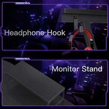 Casaottima Gaming Desk L Shaped Computer Desk, Corner Desk for Home Office with Monitor Stand 51", Black