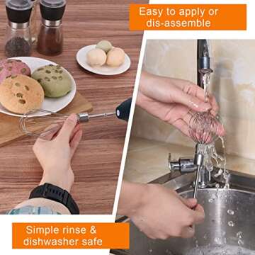 Electric Hand Mixer Whisk| Wireless Rechargeable Handheld Egg Beater with 2 Stainless Steel Mixing Heads | Portable Kitchen Aid Hand Mixer for Egg, Milkshake Cream, Cake, Baking & Cooking-Black