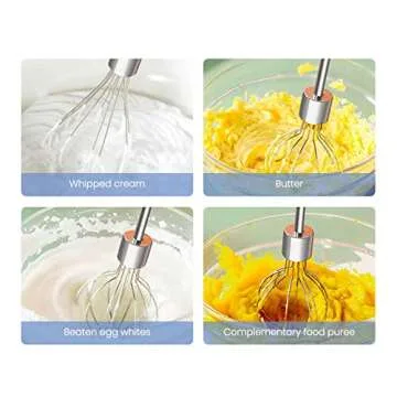 Electric Hand Mixer Whisk| Wireless Rechargeable Handheld Egg Beater with 2 Stainless Steel Mixing Heads | Portable Kitchen Aid Hand Mixer for Egg, Milkshake Cream, Cake, Baking & Cooking-Black