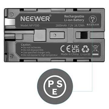 Neewer 7.2V 2600mAh Rechargeable Li-ion Battery Pack for Sony NP-F550/570/530 - Professional Grade P...