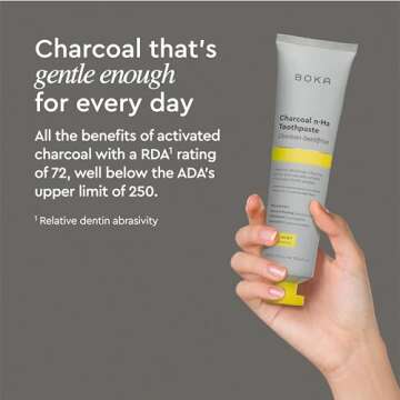 Boka Charcoal Fluoride Free Toothpaste Nano Hydroxyapatite, Helps Remineralize, Appropriate for Sens...