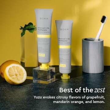 Boka Charcoal Fluoride Free Toothpaste Nano Hydroxyapatite, Helps Remineralize, Appropriate for Sensitive Teeth, Whitening - for Adult, Oral Care - Yuzu Mint Flavor, 4oz 1Pk - US Manufactured