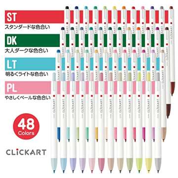 Zebra WYSS22-12CPL Clickart Water-Based Pen, 12 Beautiful Colors Set
