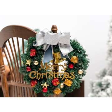 Keypan Blue Velvet Ribbon Christmas Wired Ribbons for Tree Decoration Wreath Home Decor Gift Wrapping 2-1/2 Inch Wide with Sliver Metallic Glitter 10 Yards