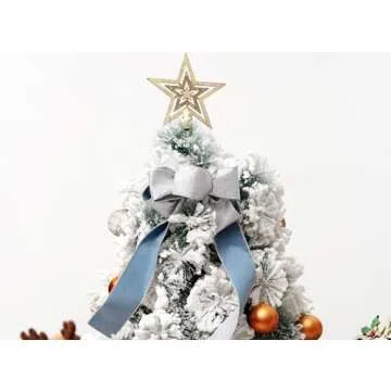 Keypan Blue Velvet Ribbon Christmas Wired Ribbons for Tree Decoration Wreath Home Decor Gift Wrapping 2-1/2 Inch Wide with Sliver Metallic Glitter 10 Yards