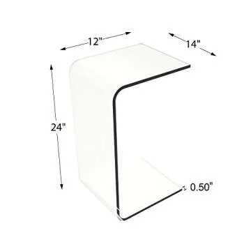 Acrylic Side Table - C Shaped End Table - Multipurpose Modern Furniture for Living Rooms and Offices...
