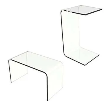 Acrylic Side Table - C Shaped End Table - Multipurpose Modern Furniture for Living Rooms and Offices by Lavish Home (Clear)