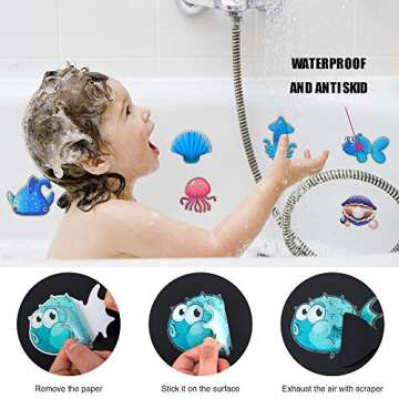 Secopad 20PCS Non Slip Bathtub Stickers, Large Sea Adhesive Kids Anti Slip Decal Threads for Shower and Bath Tub with Premium Scraper