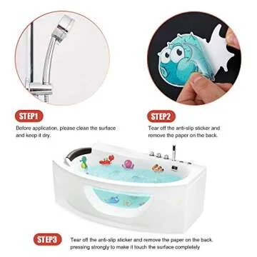 Secopad 20PCS Non Slip Bathtub Stickers, Large Sea Adhesive Kids Anti Slip Decal Threads for Shower and Bath Tub with Premium Scraper