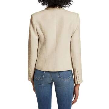 Tweed Blazer Jackets for Women 2024 Beige Tan Womens Wool Lady Ladies The Drop Urban Revivo Double Breasted Cece Sweater Fall Fashion Clothes Outfits Business Casual Professional Blazers Jacket MS L