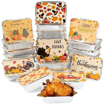 MALLMALL6 40Pcs Thanksgiving Tin Foil Containers with Lids for Treat Exchange & Goody Party Leftover...