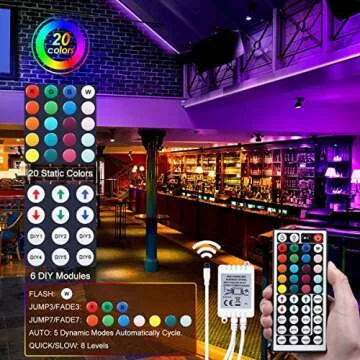 Suyoo LED Strip Lights 16.4ft/5m Flexible Color Changing Led Light Strip Kit 5050 RGB Rope Light with 44 Key IR Remote 12V2A Power Supply