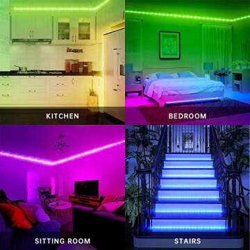Suyoo LED Strip Lights 16.4ft/5m Flexible Color Changing Led Light Strip Kit 5050 RGB Rope Light with 44 Key IR Remote 12V2A Power Supply
