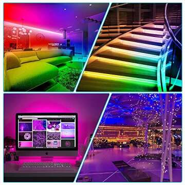 Suyoo LED Strip Lights 16.4ft/5m Flexible Color Changing Led Light Strip Kit 5050 RGB Rope Light with 44 Key IR Remote 12V2A Power Supply