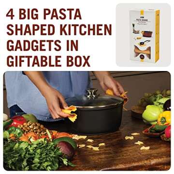 Pasta Grande - Whimsical Silicone Kitchen Tools Set / 4 Functional Gadgets in Gift Box by Monkey Bus...