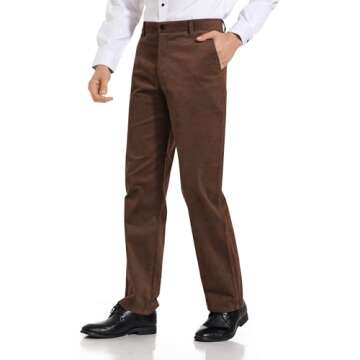 Alimens & Gentle Men's Corduroy Pant Straight Fit Flat-Front Casual Chino Pants