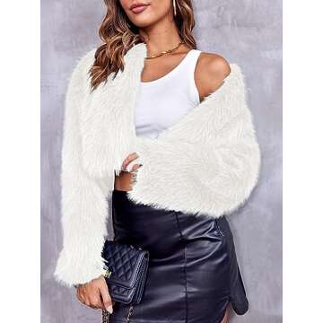 Danedvi Women's Cropped Faux Fur Jacket for Stylish Warmth