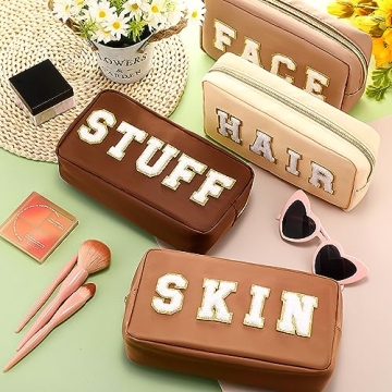 Functional 4-Piece Nylon Makeup Bag Set for Women