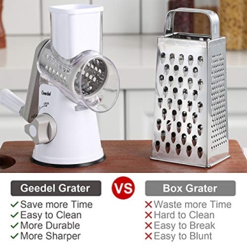 Geedel Rotary Cheese & Vegetable Grater with 3 Blades