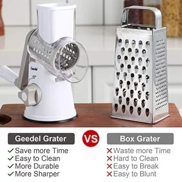 Geedel Rotary Cheese & Vegetable Grater with 3 Blades