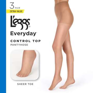 L'eggs Control Top Sheer Toe Pantyhose for Comfort