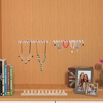 AITEE 12-Hook Acrylic Necklace Organizer - 2 Pack