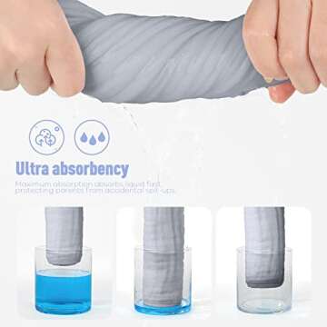 Yoofoss Muslin Burp Cloths for Baby 10 Pack 100% Cotton Baby Washcloths for Boys Girls Large 20''X10'' Super Soft and Absorbent Blue-Grey