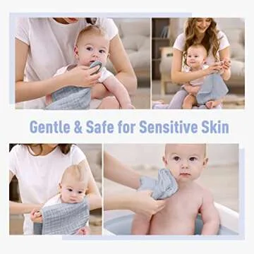 Yoofoss Muslin Burp Cloths for Baby 10 Pack 100% Cotton Baby Washcloths for Boys Girls Large 20''X10'' Super Soft and Absorbent Blue-Grey