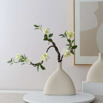 WEISPARK Artificial Flowers, 2pcs Fake Cherry Blossom Branches 31 Inch Long Stem Silk Flowers for DIY Vase Home Hotel Office Wedding Party Garden Decor (White)