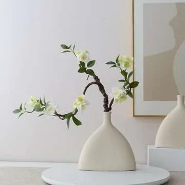 WEISPARK Artificial Flowers, 2pcs Fake Cherry Blossom Branches 31 Inch Long Stem Silk Flowers for DIY Vase Home Hotel Office Wedding Party Garden Decor (White)