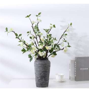 WEISPARK Artificial Flowers, 2pcs Fake Cherry Blossom Branches 31 Inch Long Stem Silk Flowers for DIY Vase Home Hotel Office Wedding Party Garden Decor (White)